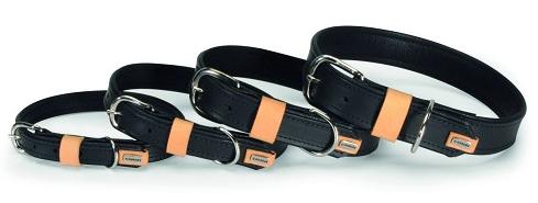 CAMON Ошейник кожаный черный с синтетич. подкладкой