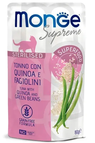 Monge Supreme Sterilized Cat Пауч из тунца с киноа и зелёной фасолью