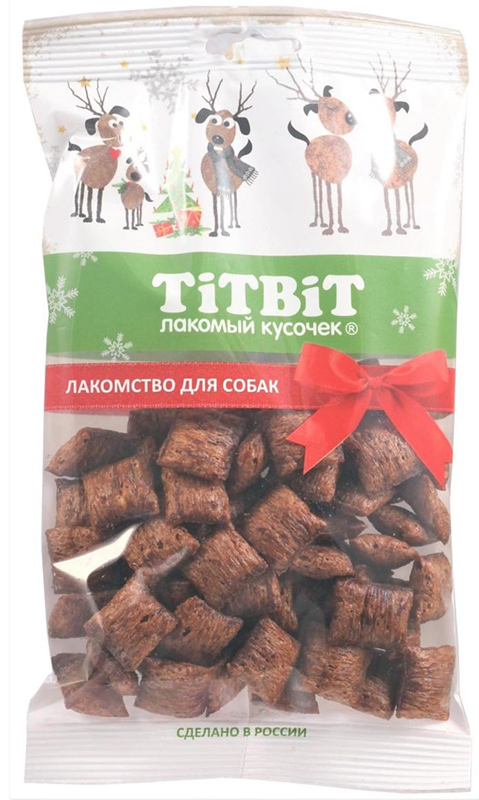 ТИТБИТ Хрустящие подушечки с ягненком и сыром для крупных и средних собак (Новогодняя коллекция)