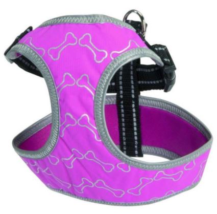 CAMON Шлея фуксия c светоотражающими косточками