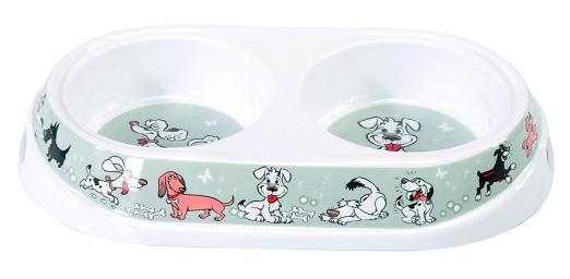 CAMON Миска двойная с рисунком собачек