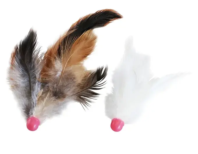 Игрушка имитация птички из натуральных перьев