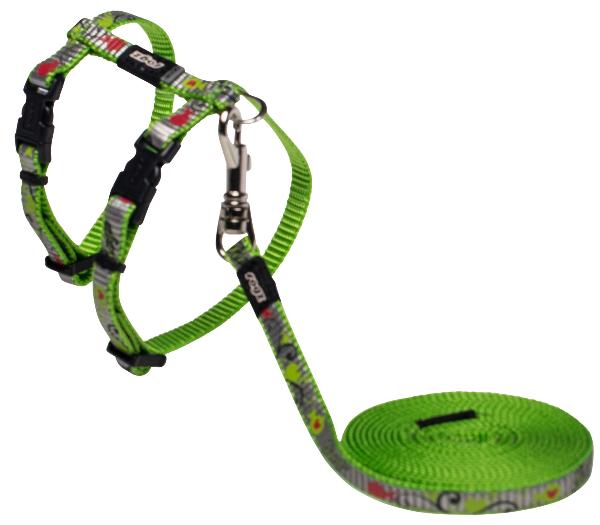 Rogz Шлейка+поводок ReflectoCat зеленый