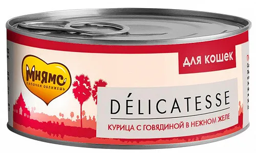 Мнямс Delicatesse Курица с говядиной в нежном желе для кошек