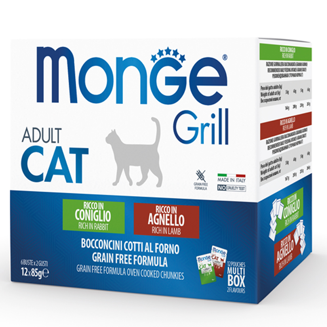 Monge Cat Grill Pouch MultiBOX (Кролик и Ягненок)
