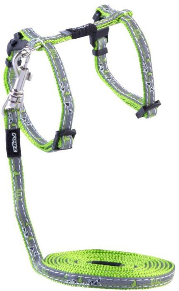 Rogz Шлейка+поводок Nightcat лайм