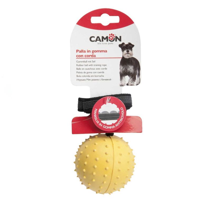 CAMON Мячик резиновый с черной тканевой ручкой