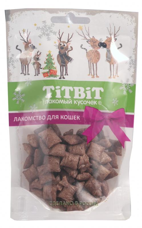 ТИТБИТ Хрустящие подушечки для кошек с паштетом из говядины (Новогодняя коллекция)