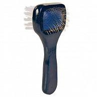 Мягкая щетка-пуходерка "TRIXIE" с деревянной ручкой, двусторонняя, 6x13см