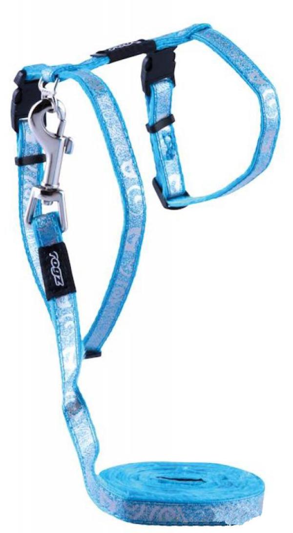 Rogz Шлейка+поводок Sparklecat Turquoise