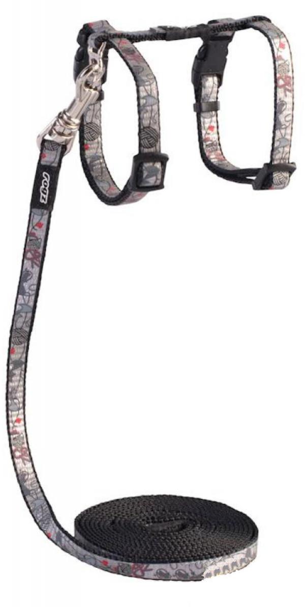 Rogz Шлейка+поводок Reflectocat Black Cat