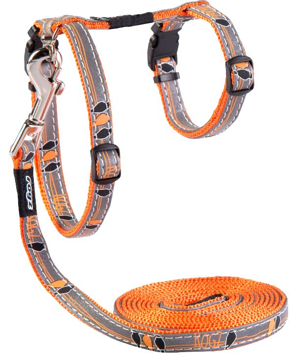 Rogz Шлейка+поводок Nightcat оранжевый