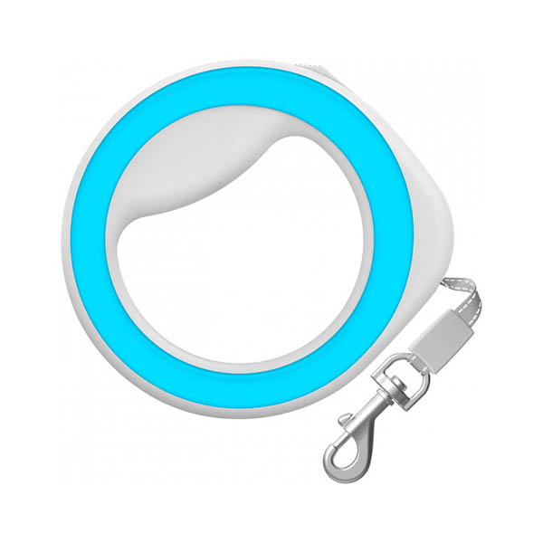 Поводок-рулетка круглая Collar WAUDOG, светло-серый/голубой