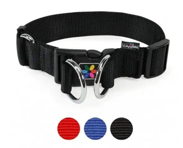 CAMON Ошейник с пластиковой пряжкой и двойным кольцом для поводка, 38x490-710 мм