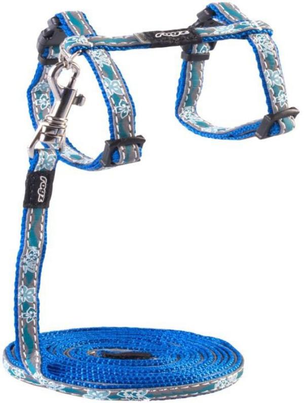 Rogz Шлейка+поводок Nightcat синий