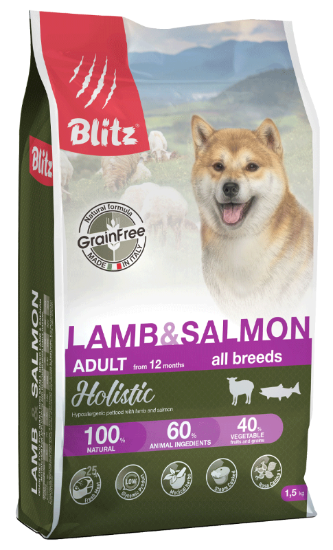 BLITZ Holistic GF Adult All Breeds (Ягненок, лосось)