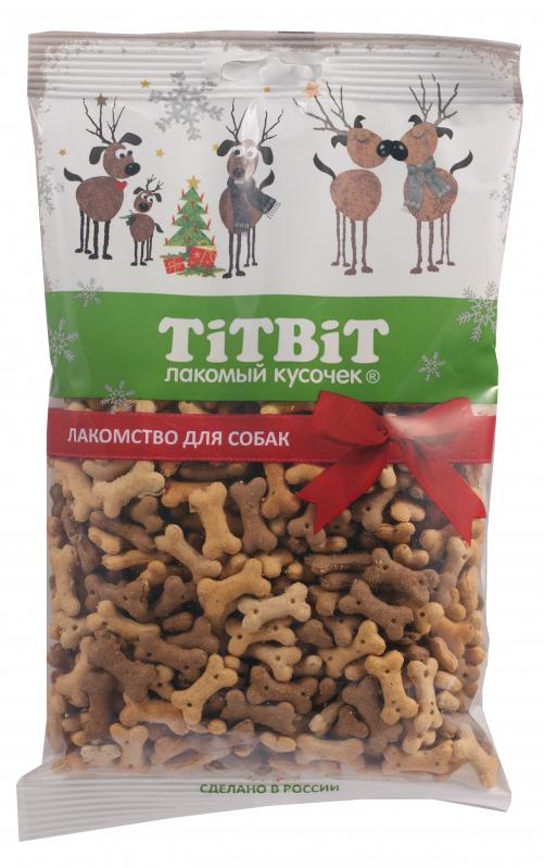 ТИТБИТ Бисквиты Мясные косточки мини для собак (Новогодняя коллекция)