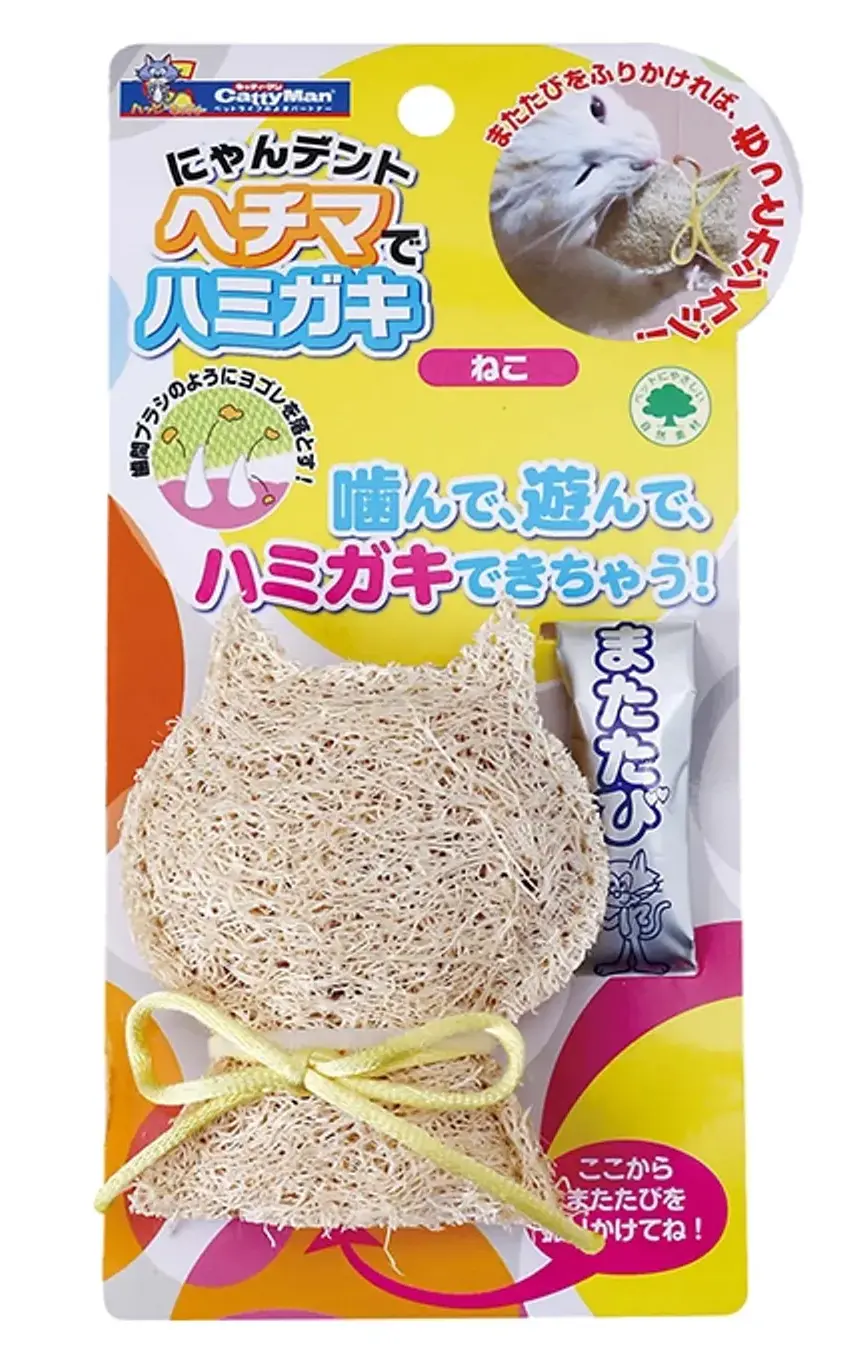 Игрушка для зубной гигиены из люфы в форме кошки