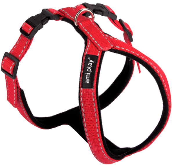 Шлейка регулируемая AmiPlay Grand Soft Reflective (Красная)