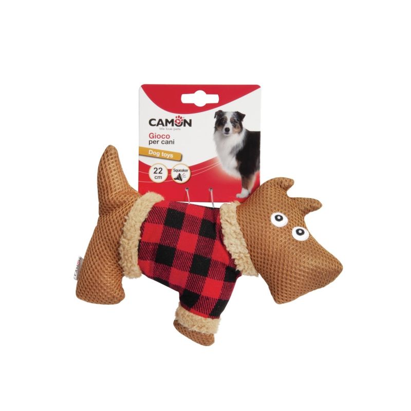 CAMON Собака в клетчатой одежде из ткани с пищалкой
