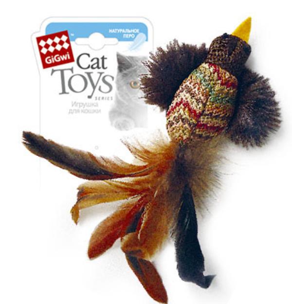 GiGwi Птичка с перьями 10см