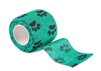 VETЗАБОТА Бинт ветеринарный самофиксирующийся, зеленый с лапками