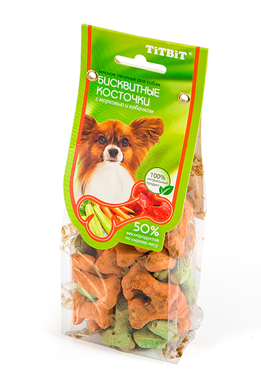 ТИТБИТ Бисквитные косточки с морковью и кабачком