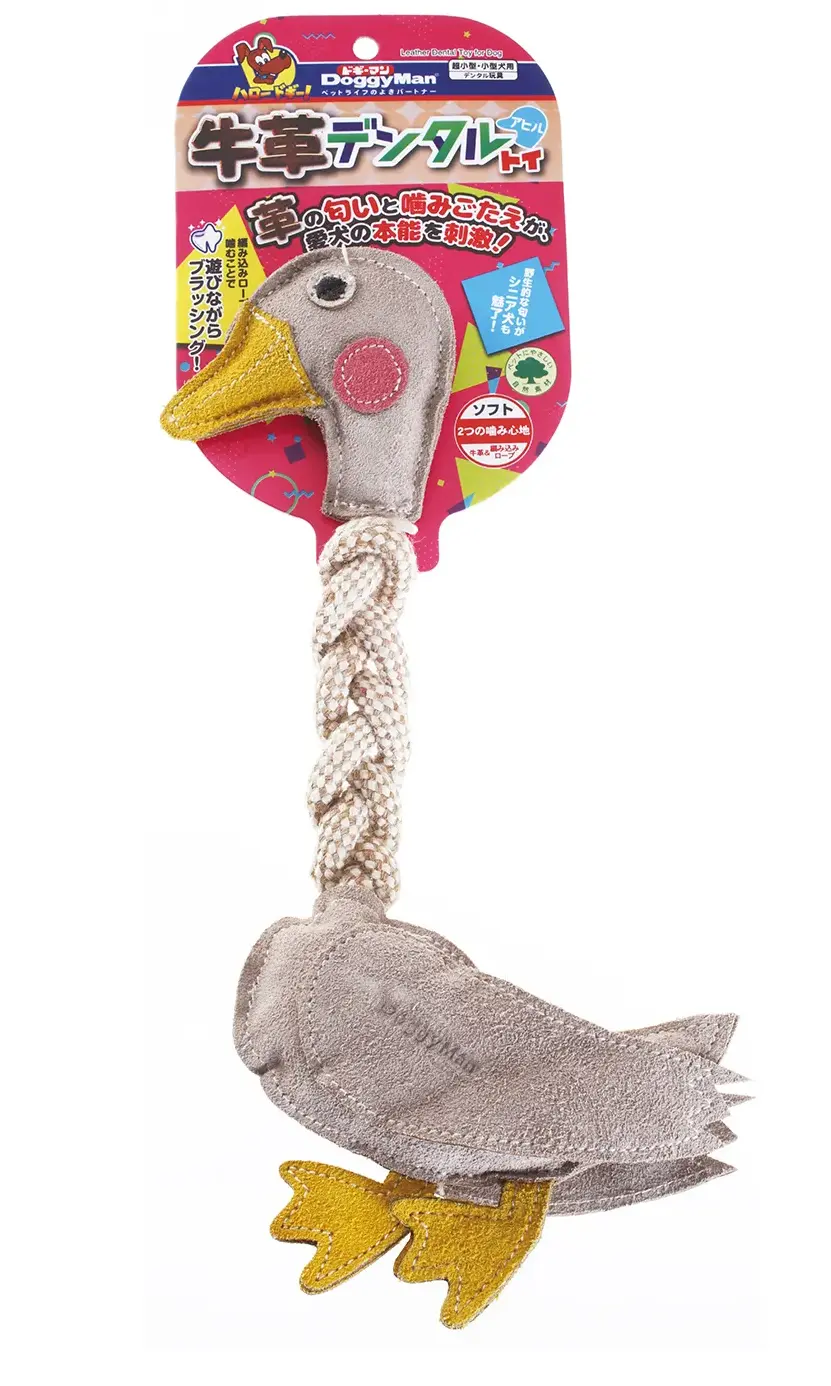 Суперкожаная игрушка в виде утки с хлопковыми канатами для чистки зубов собак