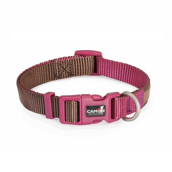 CAMON Ошейник двухцветный, коричневый/цикламеновый