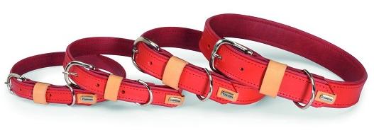 CAMON Ошейник кожаный красный с синтетич. подкладкой
