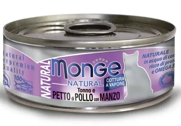 Monge Cat Natural Консервы из тунца с курицей и говядиной