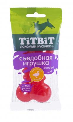ТИТБИТ Съедобная игрушка косточка с уткой Standart