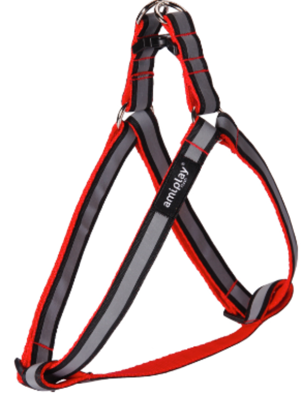 Шлейка регулируемая AmiPlay Shine (Красная)