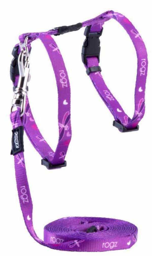 Rogz Шлейка+поводок Kiddycat Purple Dragonfly