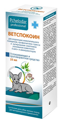 Pchelodar Ветспокоин Суспензия д/мелких собак, 25 мл