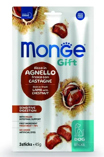 Monge Gift Sensitive Digestion Dog Мягкие палочки со свежим ягненком, каштаном и инулином