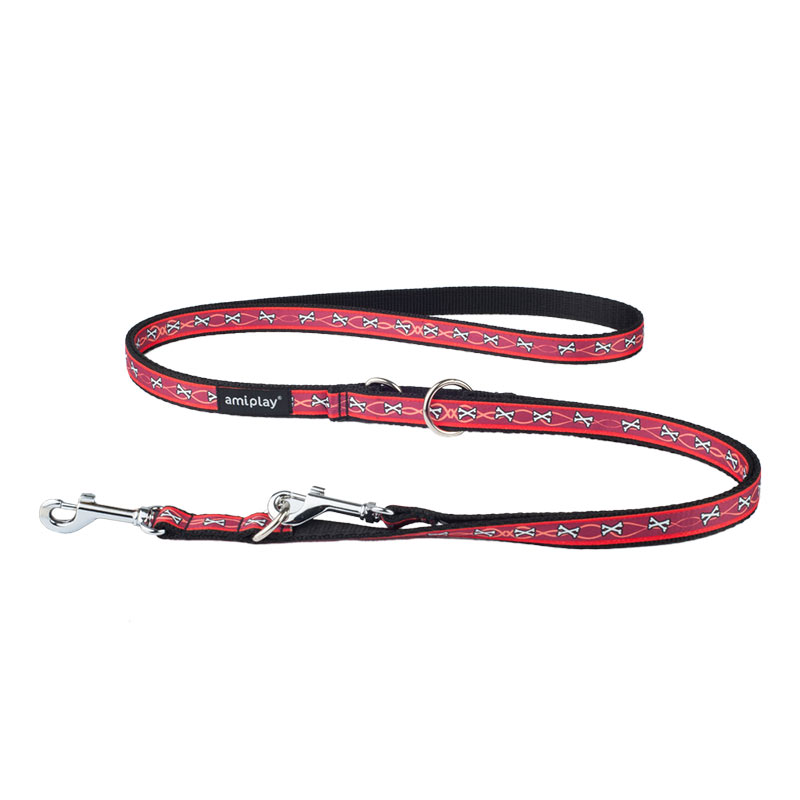 Поводок AmiPlay 6 in 1 NX (Кости на красном фоне)