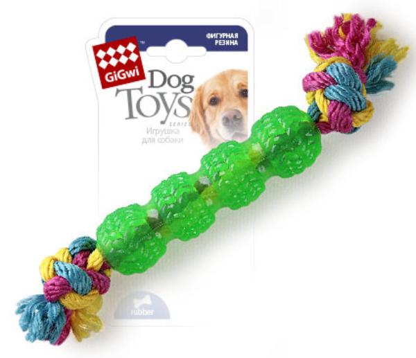 GiGwi Резиновая палка с веревкой, 29 см