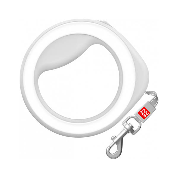 Поводок-рулетка круглая Collar WAUDOG, светло-серый/белый