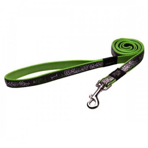 Удлиненный поводок Rogz Fancy Dress Lime Bone