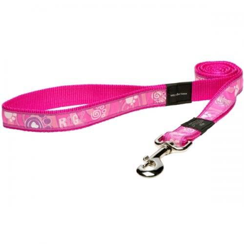 Поводок Rogz Fancy Dress Pink Paw