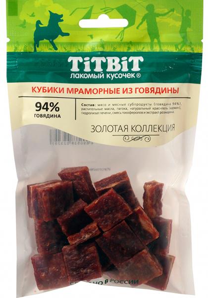 ТИТБИТ Мраморные кубики из говядины для собак