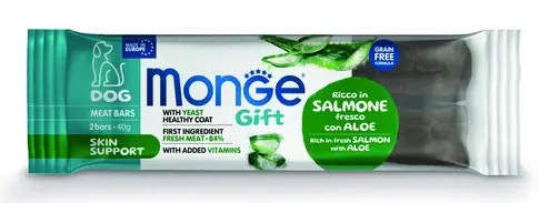 Monge Gift Skin Support Dog Мясные батончики со свежим лососем, алоэ вера и дрожжами