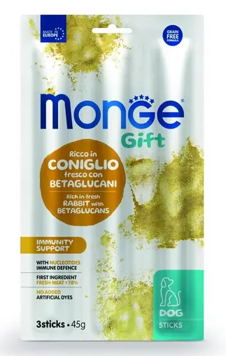 Monge Gift Immunity Support Dog Мягкие палочки со свежим кроликом, нуклеотидами и бета-глюканами