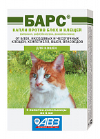 Агроветзащита Барс Классик капли против блох и клещей для кошек