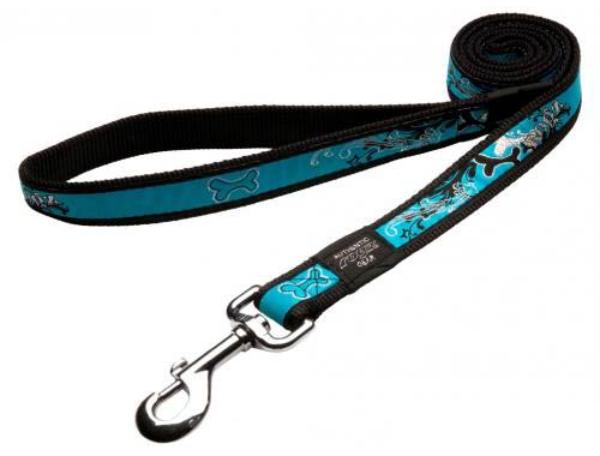 Удлиненный поводок Rogz Fancy Dress Turqouise Chrome