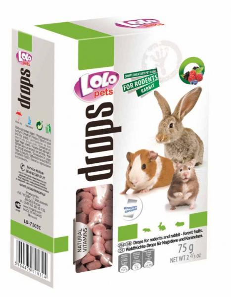 Lolo Pets Дропсы для грызунов лесные ягоды (1*12), 75 г