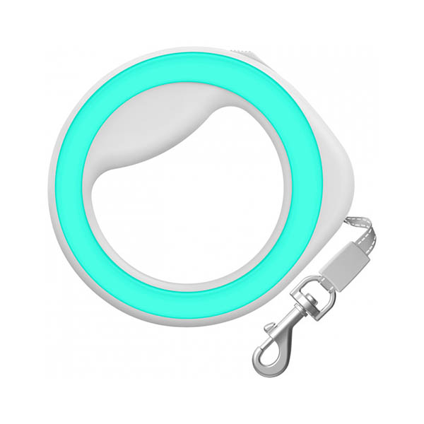 Поводок-рулетка круглая Collar WAUDOG, светло-серый/мятный