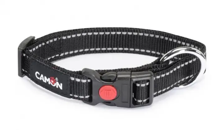 CAMON Ошейник со светоотражающими швами, черный