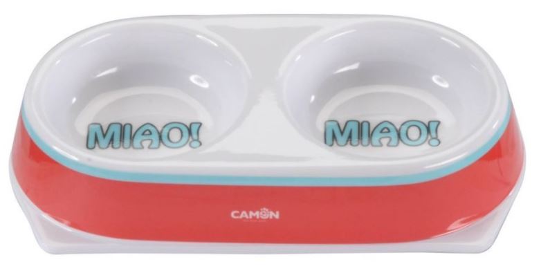 CAMON Миска двойная с буквами на дне MIAO!